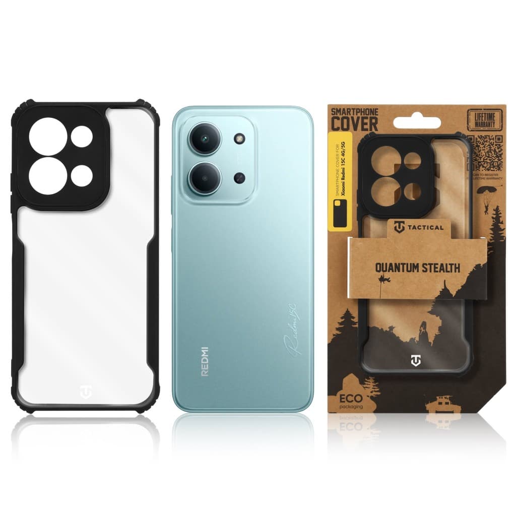 Zadní kryt Tactical Quantum Stealth pro Xiaomi Redmi 15C Clear/Black - náhled 3
