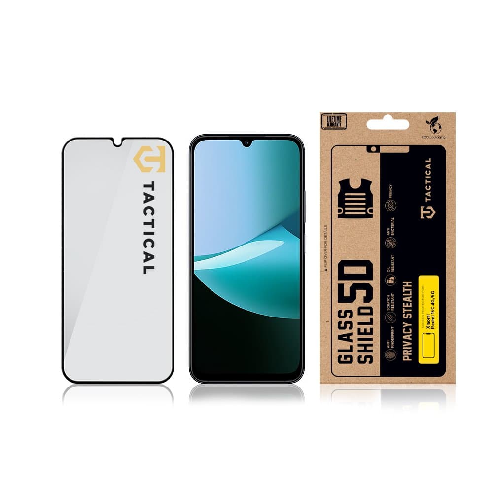 Tvrzené sklo Tactical Glass Shield Privacy Stealth 5D  Xiaomi Redmi 15C černé - náhled 3