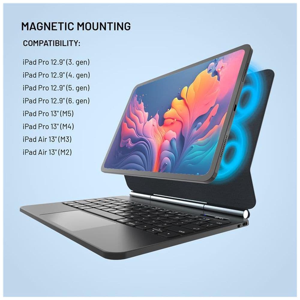 Pouzdro s bezdrátovou klávesnicí FIXED Typee pro Apple iPad Pro 12,9" (2018-2022)/iPad Pro 13"/iPad Air 13", CZ, černé - náhled 3