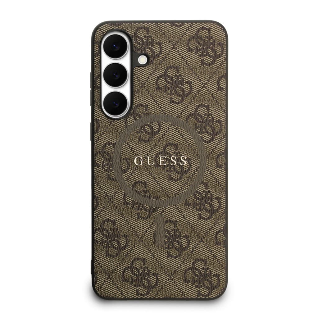 Zadní kryt Guess PU Leather 4G Colored Ring MagSafe pro Samsung Galaxy S25 FE Brown - náhled 3