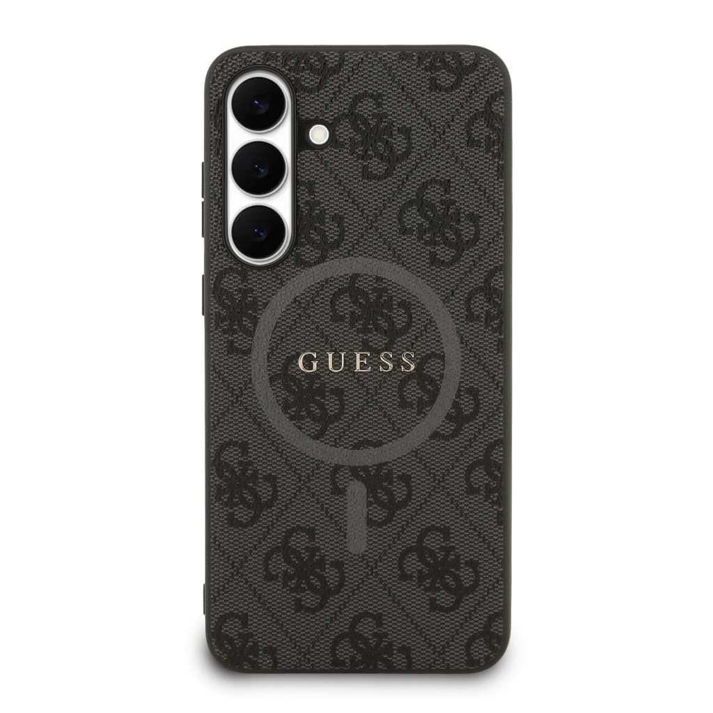 Zadní kryt Guess PU Leather 4G Colored Ring MagSafe pro Samsung Galaxy S25 FE Black - náhled 3