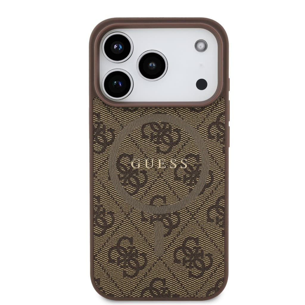 Zadní kryt Guess PU Leather 4G Colored Ring MagSafe pro iPhone 17 Pro Brown - náhled 3
