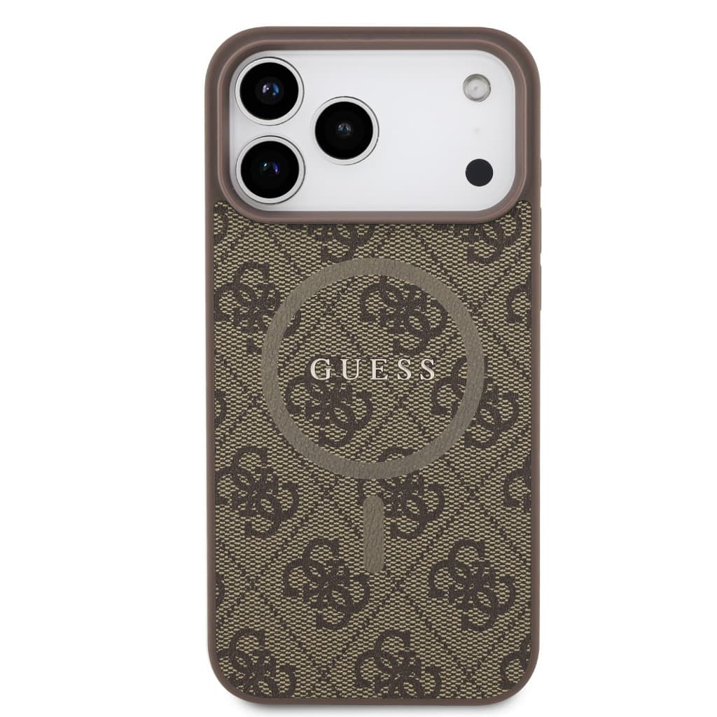 Zadní kryt Guess PU Leather 4G Colored Ring MagSafe pro iPhone 17 Pro Max Brown - náhled 3