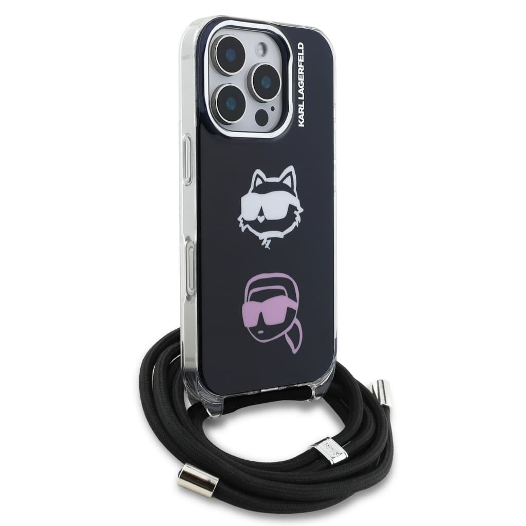Zadní kryt Karl Lagerfeld IML Crossbody K&amp;CH Heads pro iPhone 16 Pro Black - náhled 3