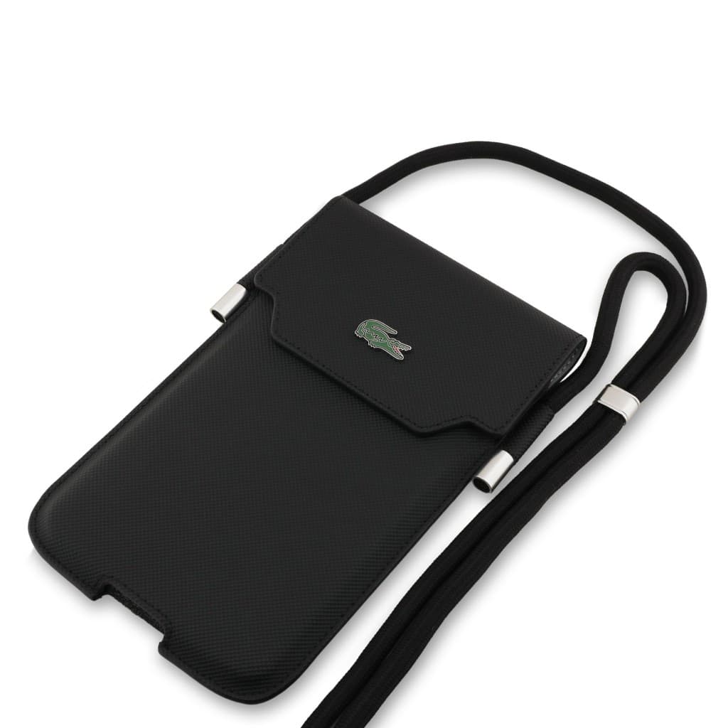 Kabelka na telefon Lacoste PVC Iconic Petit Pique Metal Logo XL Black - náhled 3
