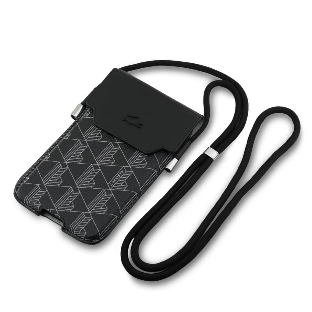 Kabelka na telefon Lacoste PVC Blend Monogram Metal Logo XL Black - náhled 3