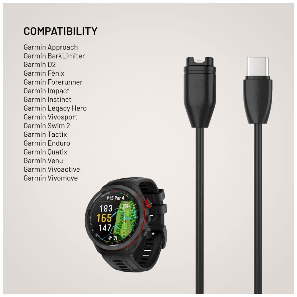 Nabíjecí USB-C kabel FIXED pro smartwatch Garmin Forerunner/Fenix/Venu/Vívoactive/Instinct, 2m, černý - náhled 3