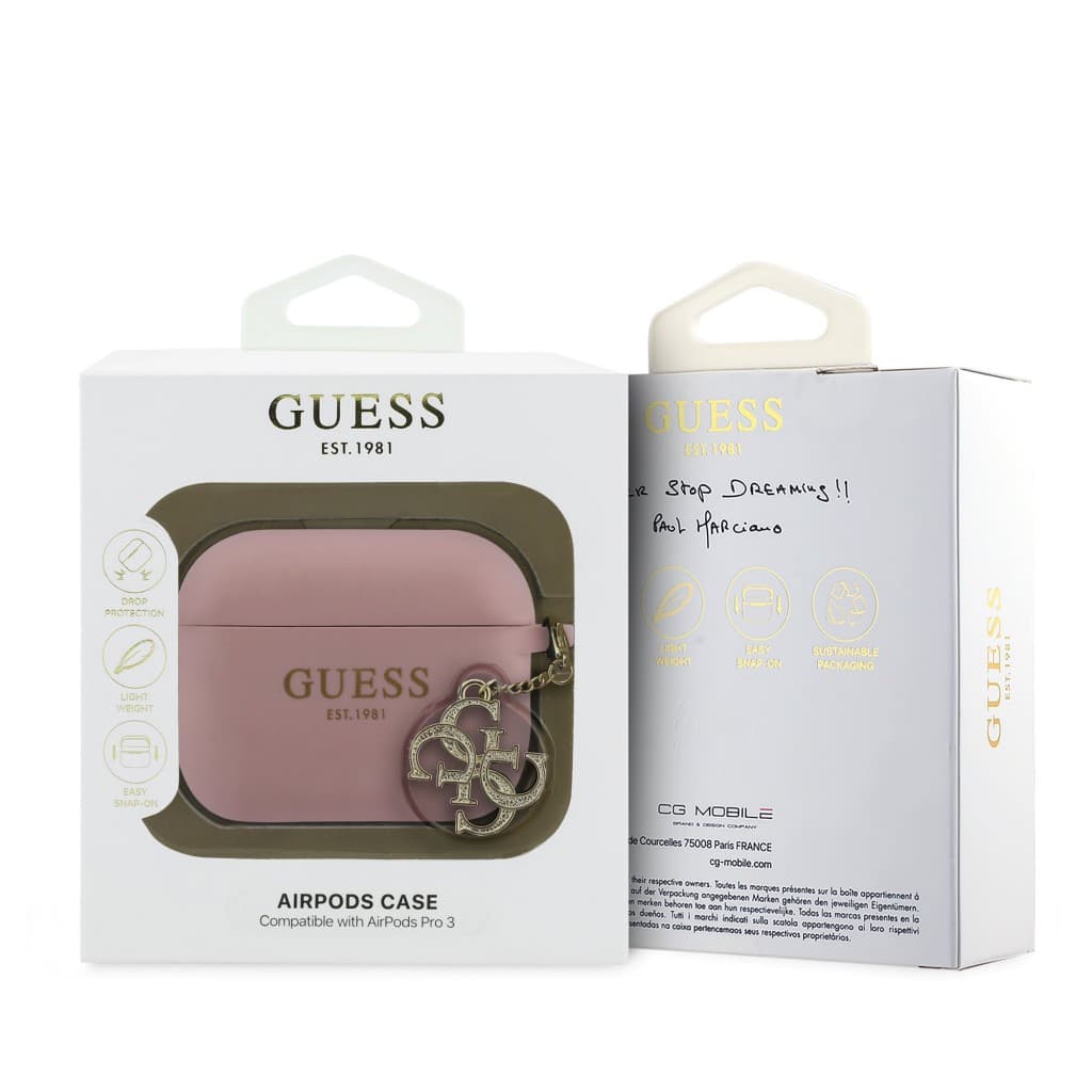 Silikonové pouzdro Guess 4G Charm pro AirPods Pro 3 Pink - náhled 3