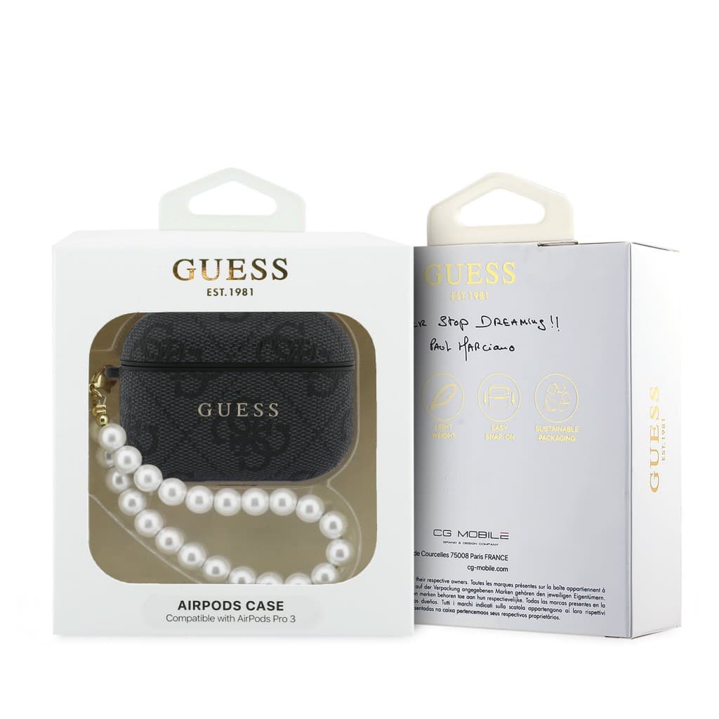 Pouzdro Guess PU 4G Classic Logo Pearl Strap pro AirPods Pro 3 Black - náhled 3
