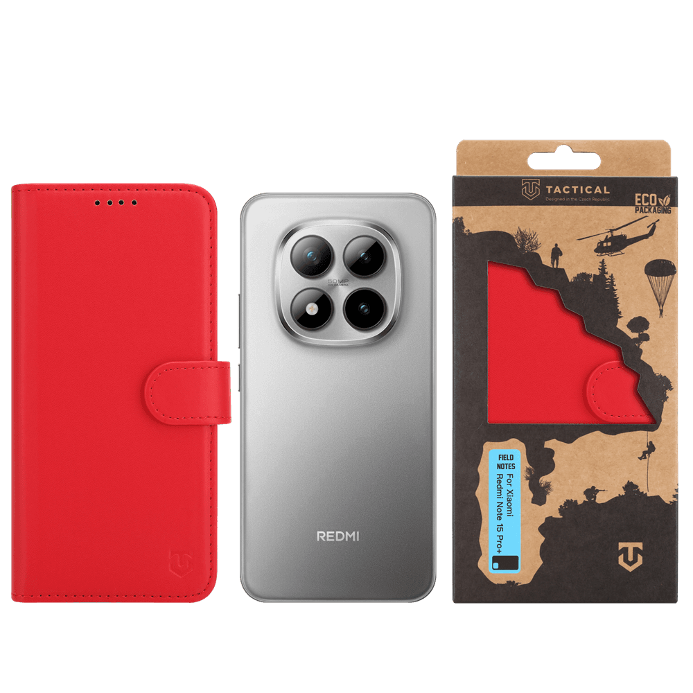 Knížkové pouzdro Tactical Field Notes pro Xiaomi Redmi Note 15 Pro+ Red - náhled 3