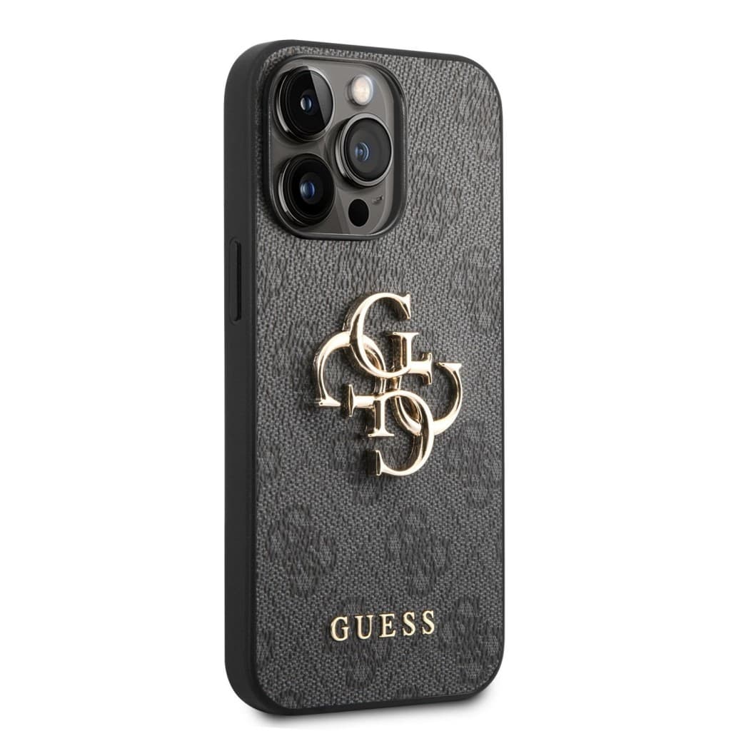 Guess PU 4G Metal Logo Zadní Kryt pro iPhone 14 Pro Grey - náhled 3