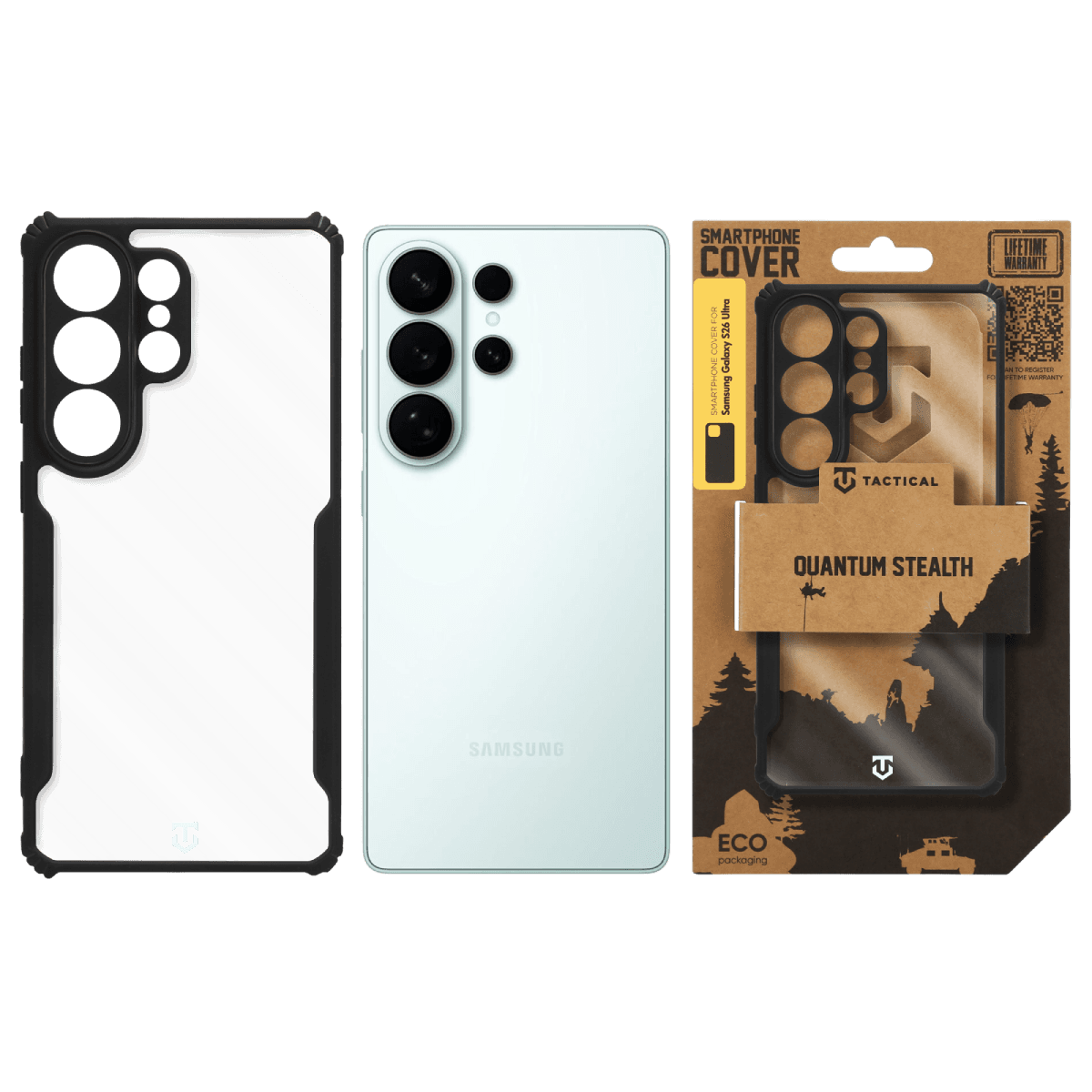 Zadní kryt Tactical Quantum Stealth pro Samsung Galaxy S26 Ultra Clear/Black - náhled 3