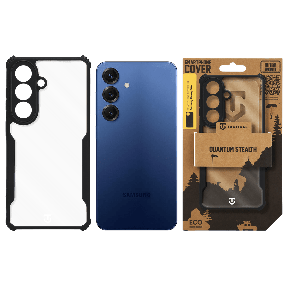 Zadní kryt Tactical Quantum Stealth pro Samsung Galaxy S26 Clear/Black - náhled 3