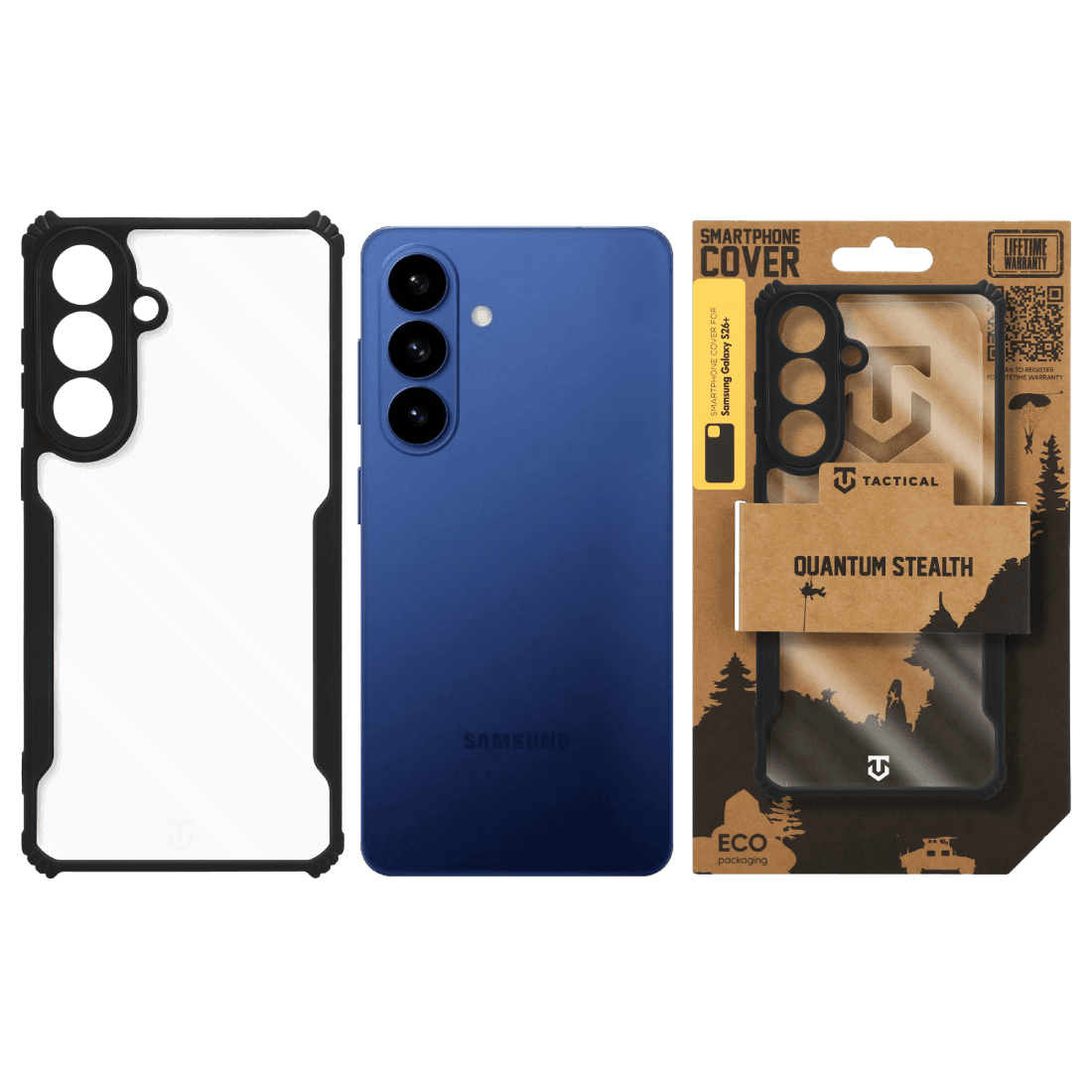 Zadní kryt Tactical Quantum Stealth pro Samsung Galaxy S26+ Clear/Black - náhled 3