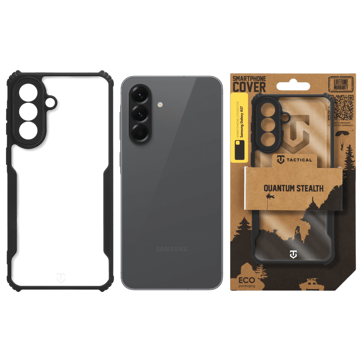 Zadní kryt Tactical Quantum Stealth pro Samsung Galaxy A57 Clear/Black - náhled 3