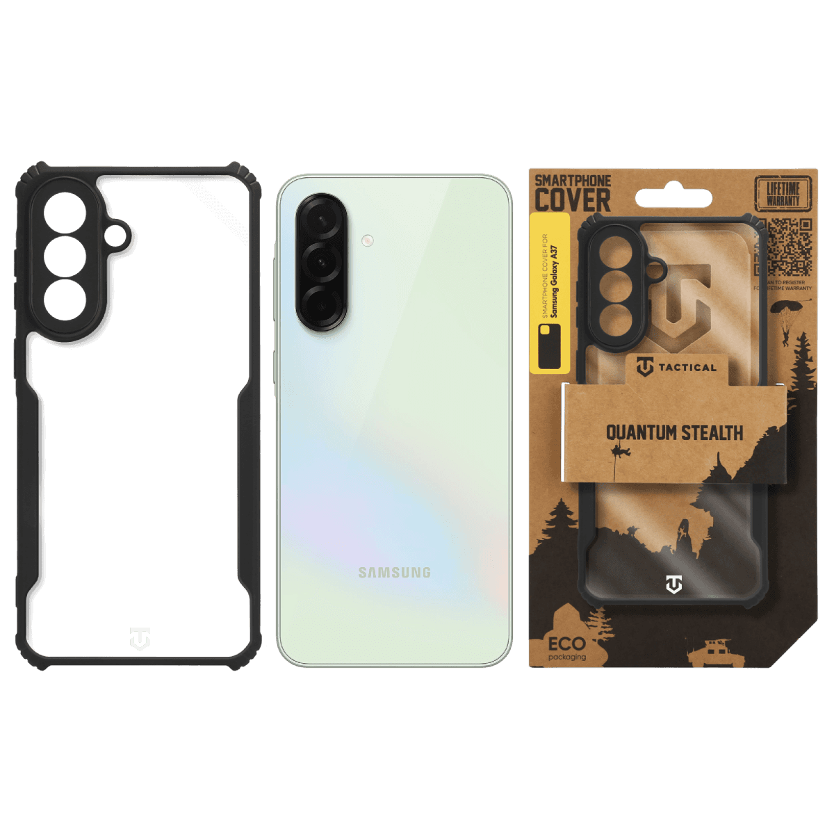 Zadní kryt Tactical Quantum Stealth pro Samsung Galaxy A37 Clear/Black - náhled 3
