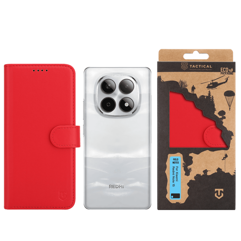 Knížkové pouzdro Tactical Field Notes pro Xiaomi Redmi Note 15 4G/5G Red - náhled 3