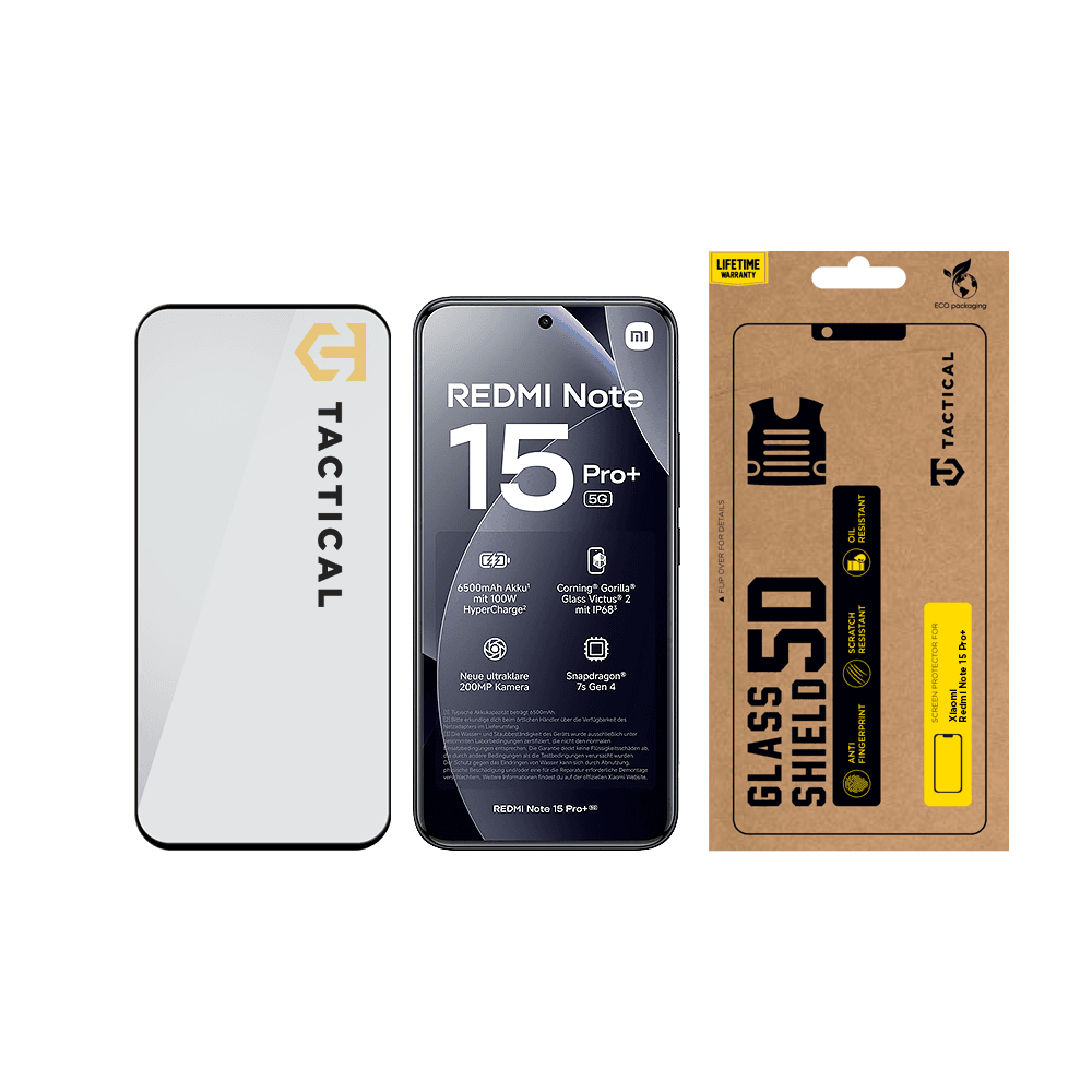 Tvrzené sklo Tactical Glass Shield 5D pro Xiaomi Redmi Note 15 Pro+ 4G/5G Black - náhled 3