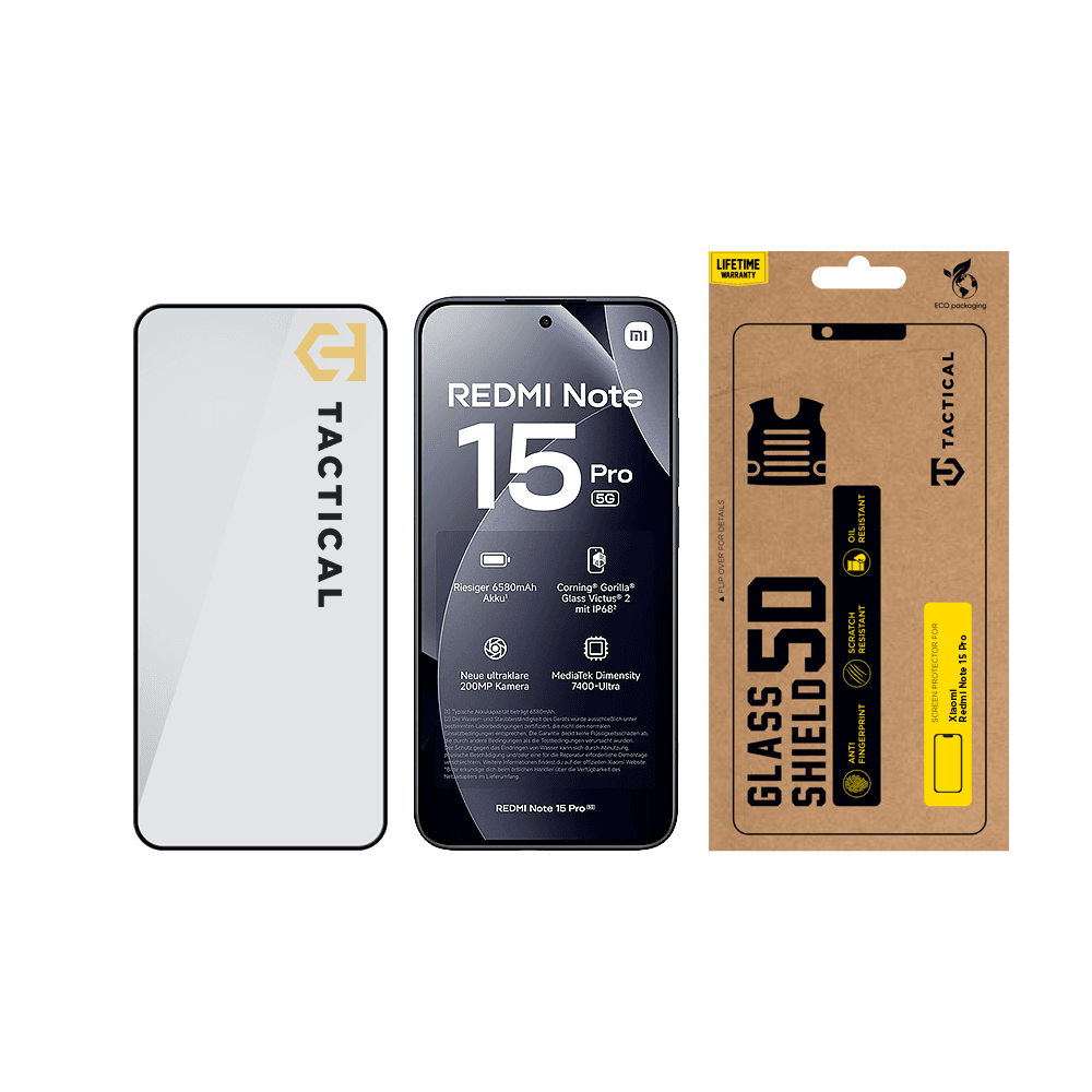Tvrzené sklo Tactical Glass Shield 5D pro Xiaomi Redmi Note 15 Pro 5G Black - náhled 3