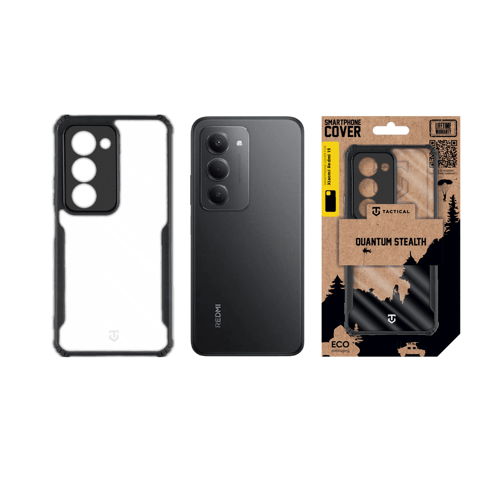 Kryt Tactical Quantum Stealth pro Xiaomi Redmi 15 Clear/Black - náhled 3