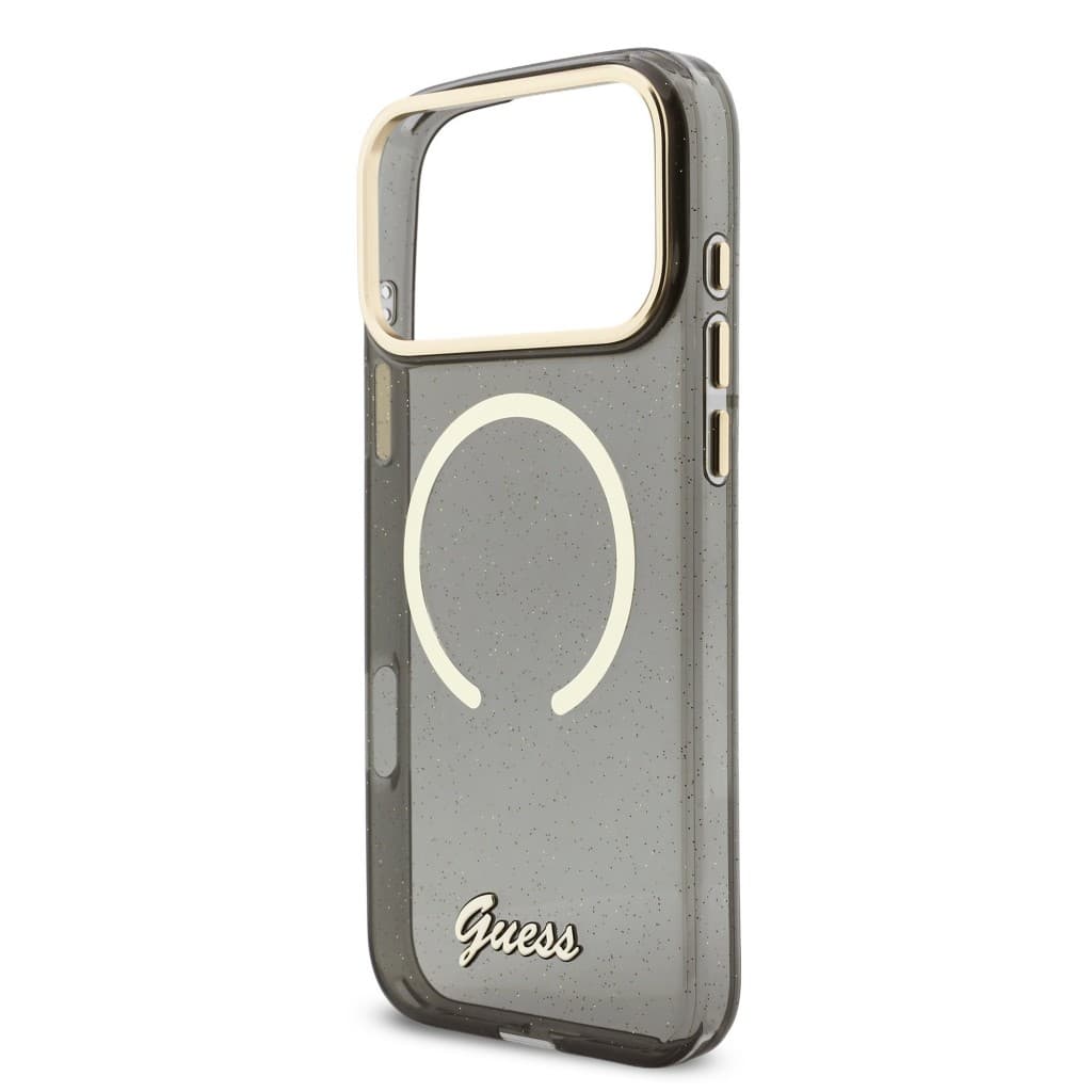 Zadní kryt Guess IML Glitter Script Strap MagSafe pro iPhone 17 Pro Max Black - náhled 3