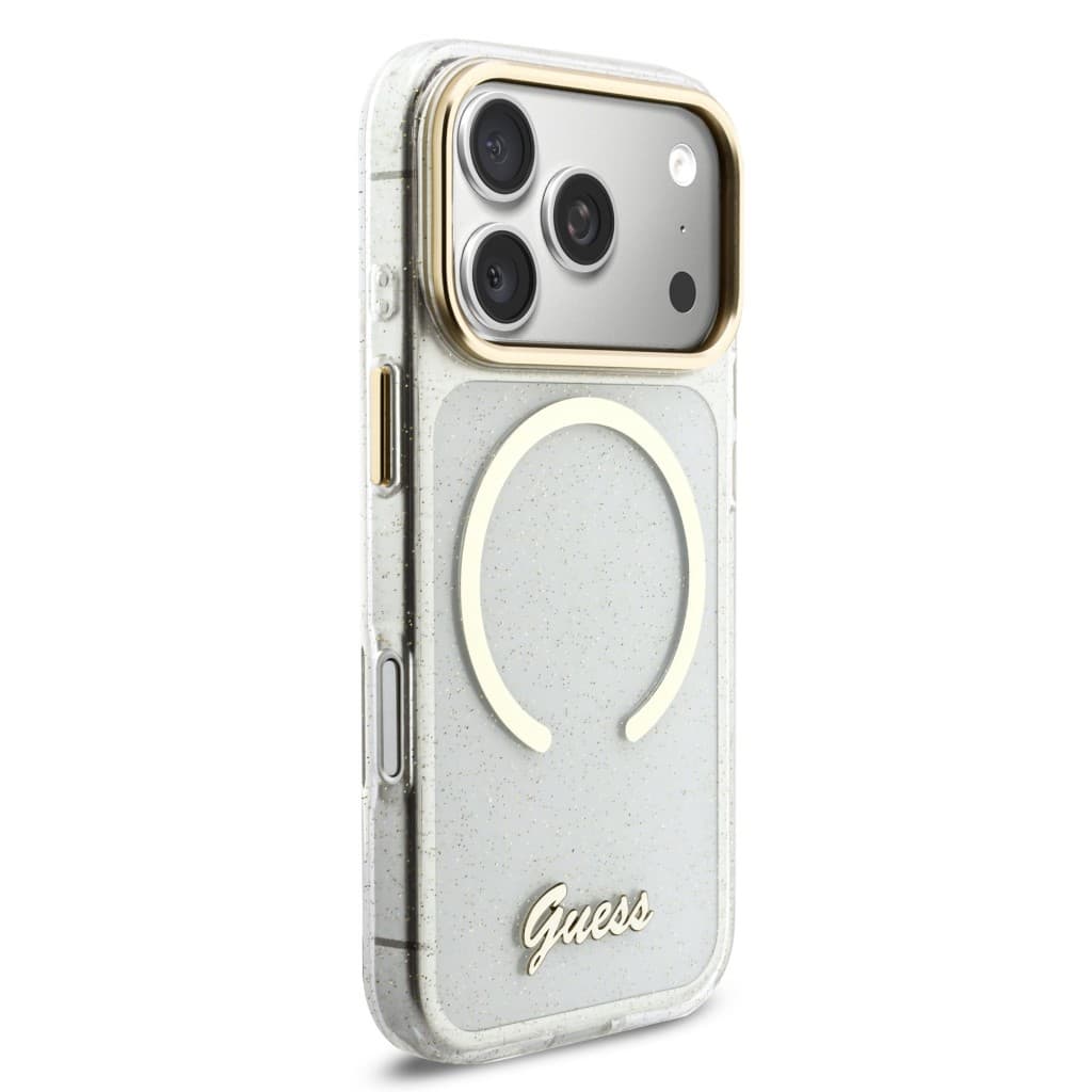 Zadní kryt Guess IML Glitter Script Strap MagSafe pro iPhone 17 Pro Transparent - náhled 3