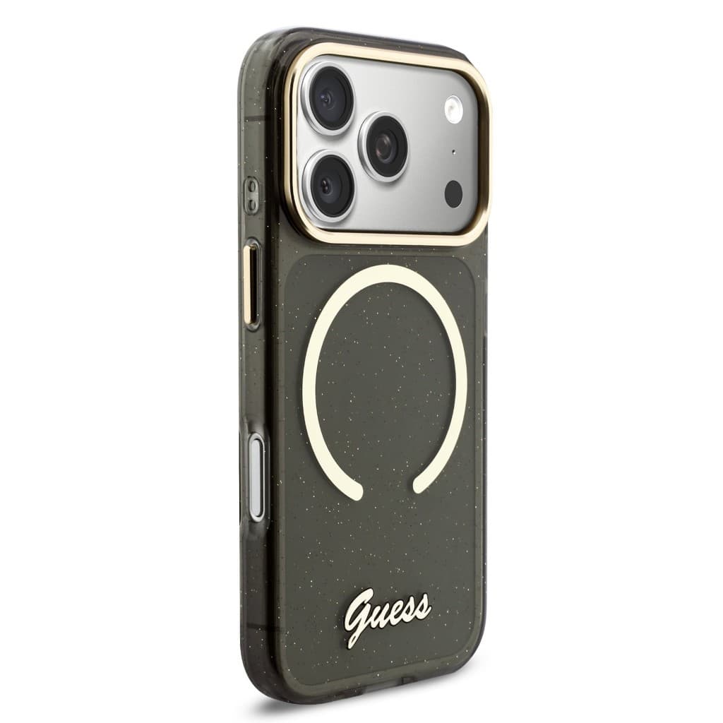 Zadní kryt Guess IML Glitter Script Strap MagSafe pro iPhone 17 Pro Black - náhled 3