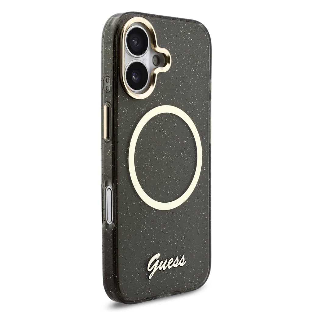 Zadní kryt Guess IML Glitter Script Strap MagSafe pro iPhone 17 Black - náhled 3