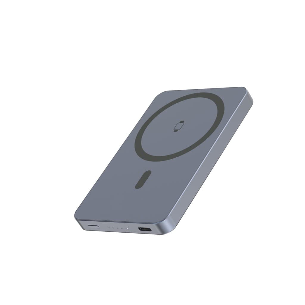 Powerbank Swissten Fusion 5000 mAh s nabíjením Apple Watch (kompatibilní s magsafe) stříbrná - náhled 3