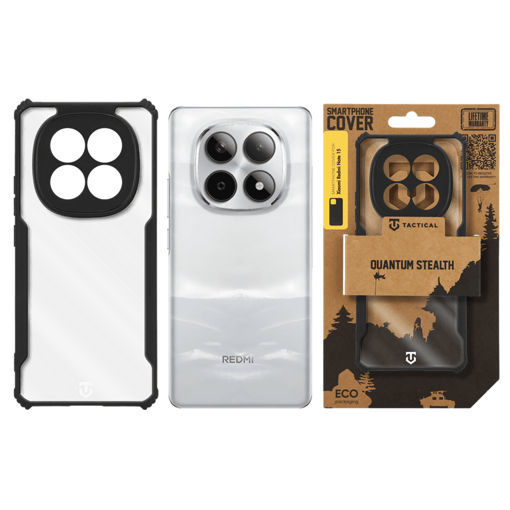 Kryt Tactical Quantum Stealth pro Xiaomi Redmi Note 15 5G Clear/Black - náhled 3