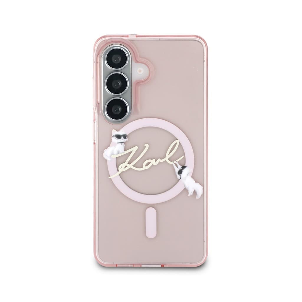 Zadní kryt Karl Lagerfeld IML Choupette Karl Script Logo Magnetic pro Samsung Galaxy S26 růžový - náhled 3