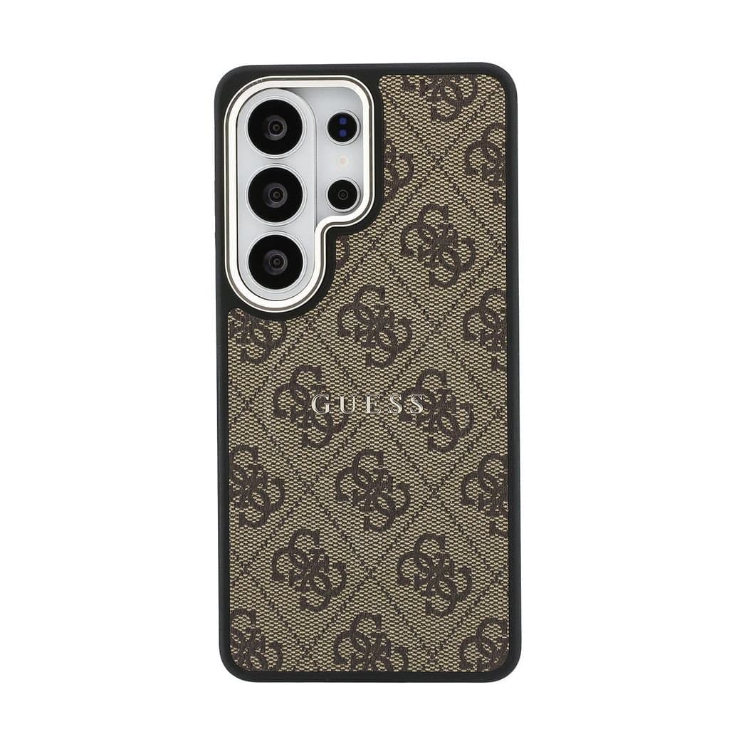 Zadní kryt Guess PU Leather 4G Gold Frame Magnetic pro Samsung Galaxy S26 Ultra hnědý - náhled 3