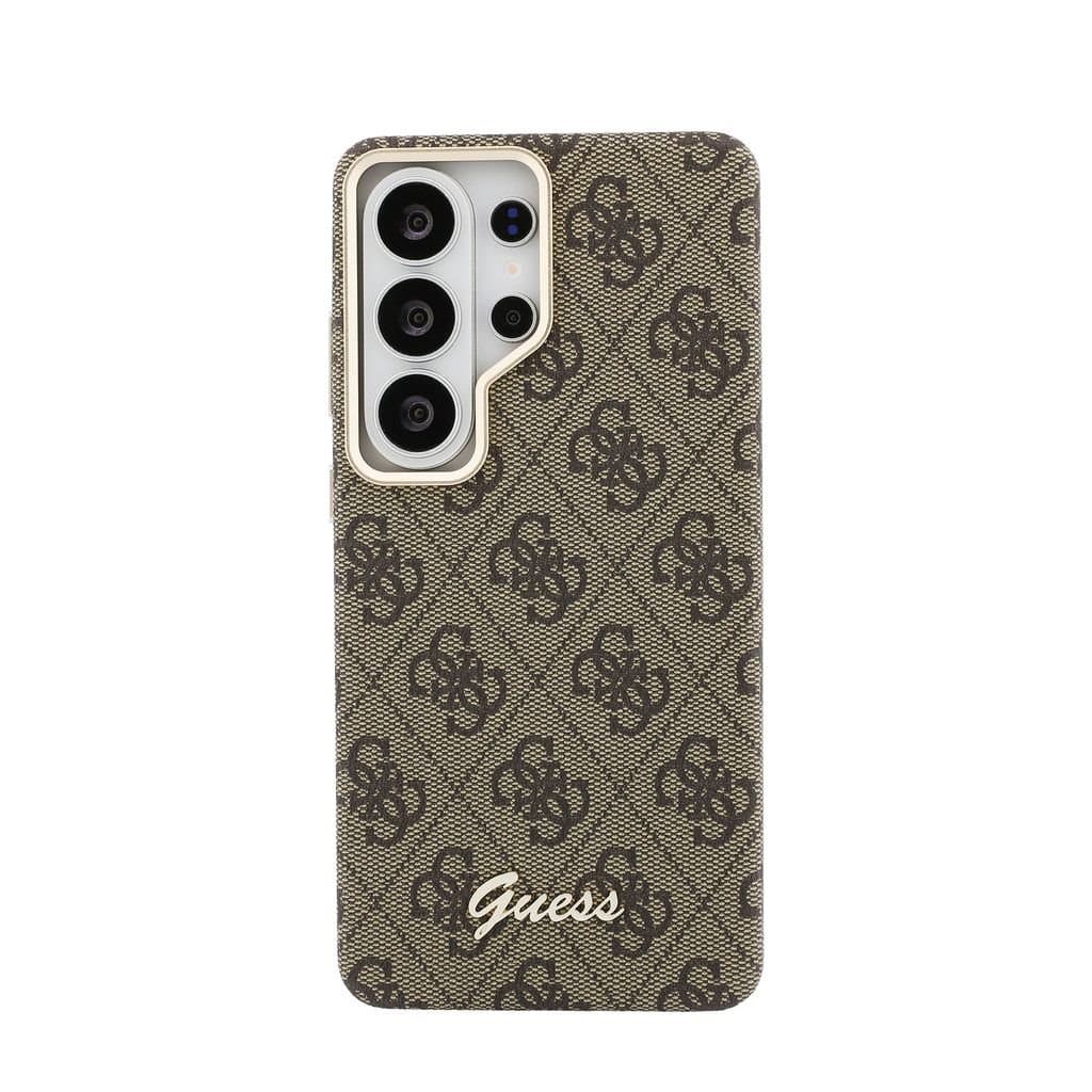 Zadní kryt Guess PU 4G Script Metal Logo Magnetic pro Samsung Galaxy S26 Ultra hnědý - náhled 3