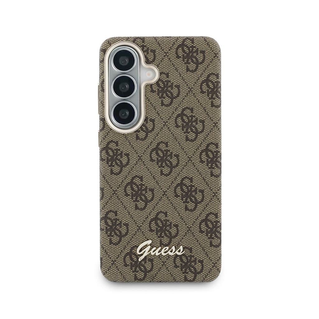 Zadní kryt Guess PU 4G Script Metal Logo Magnetic pro Samsung Galaxy S26 hnědý - náhled 3