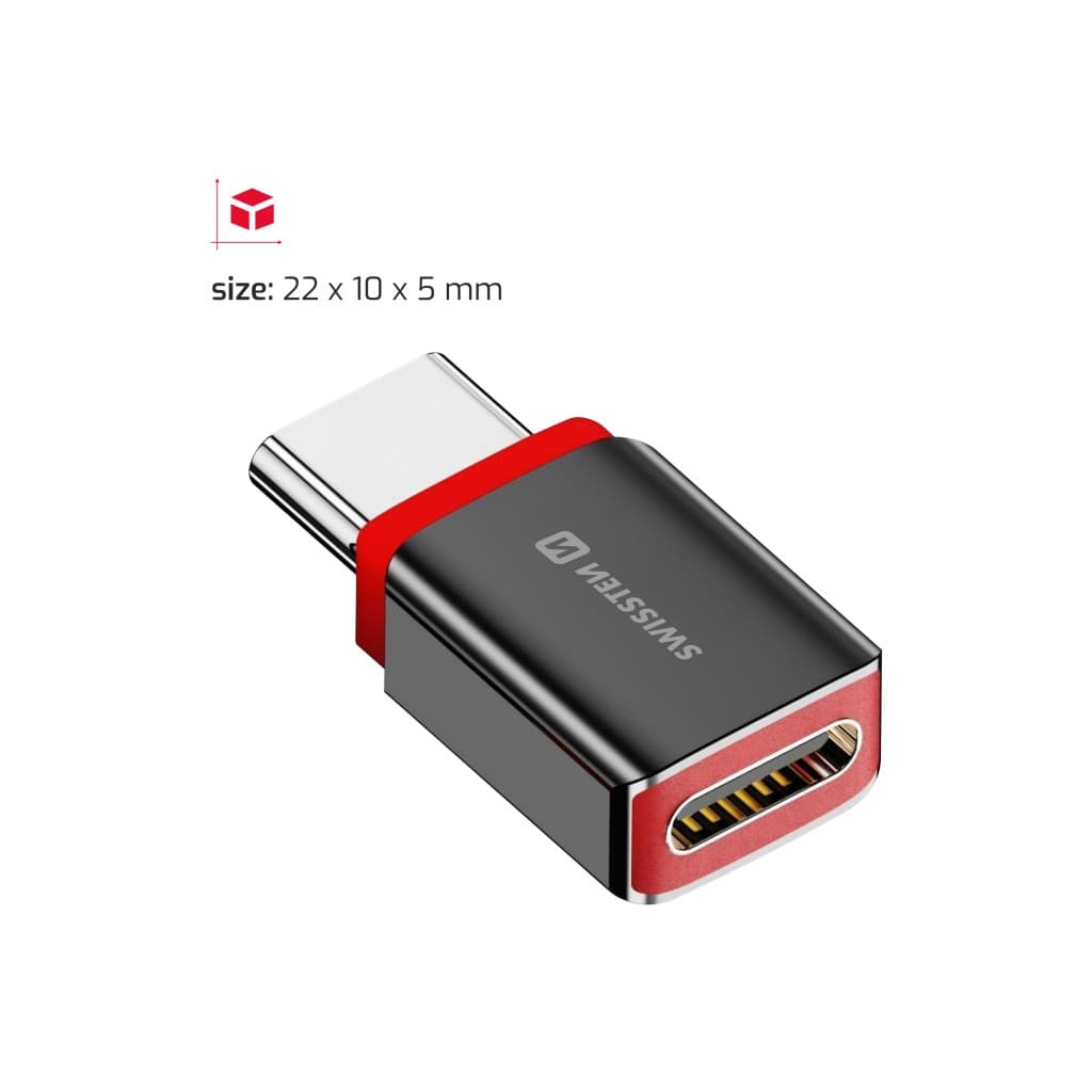 Nabíjecí adaptér s blokací dat Swissten dataguard usb-c (samec) / usb-c (samice) černý - náhled 3