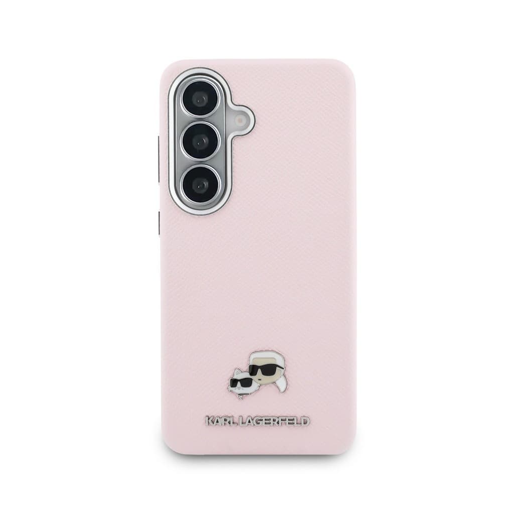 Zadní kryt Karl Lagerfeld Grained PU Leather K&amp;CH Heads Magnetic pro Samsung Galaxy S26 růžový - náhled 3