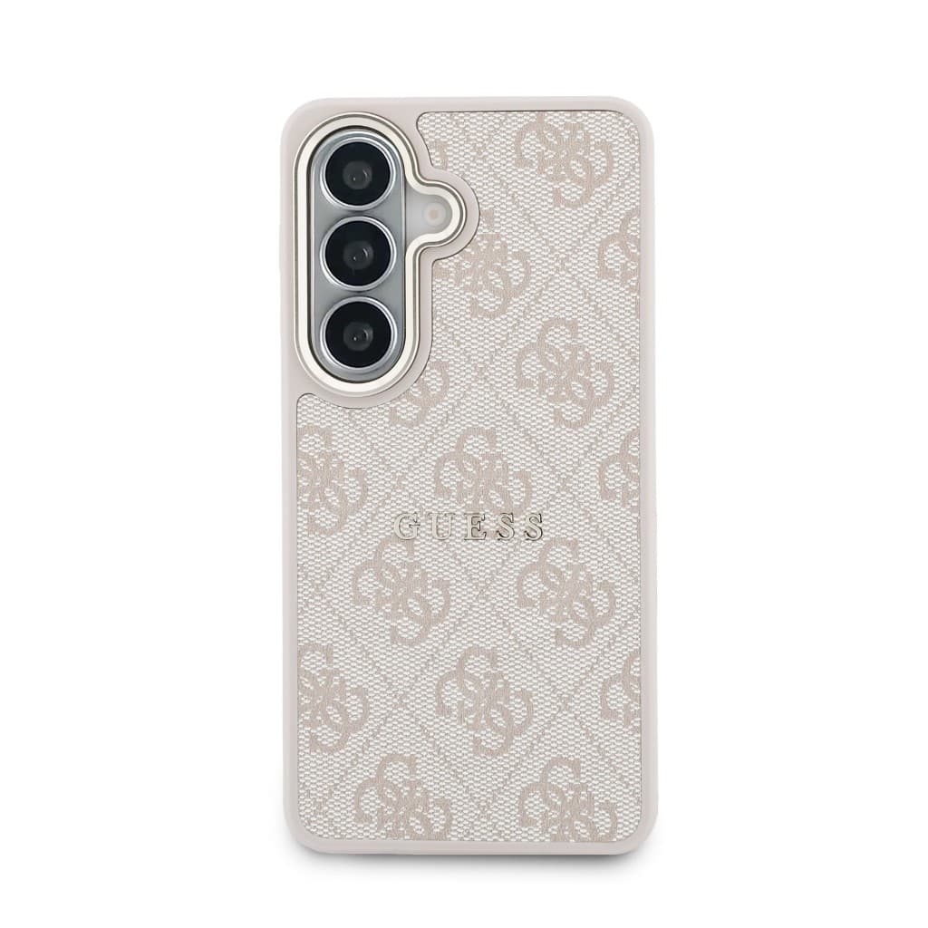 Zadní kryt Guess PU Leather 4G Gold Frame Magnetic pro Samsung Galaxy S26+ růžový - náhled 3