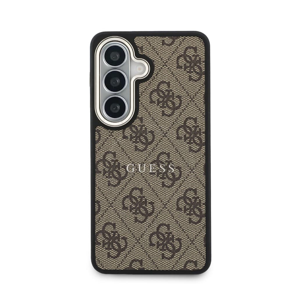 Zadní kryt Guess PU Leather 4G Gold Frame Magnetic pro Samsung Galaxy S26+ hnědý - náhled 3