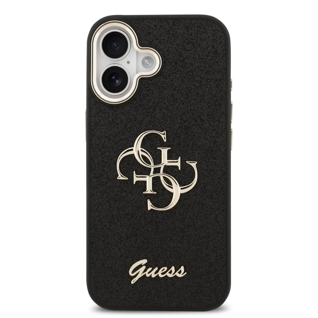 Kryt Guess PU Fixed Glitter 4G Metal Frame pro iPhone 17 černý - náhled 3