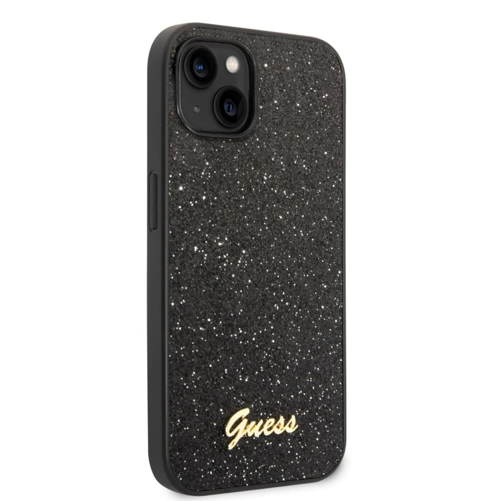 Guess PC/TPU Glitter Flakes Metal Logo Zadní Kryt pro iPhone 14 Plus Black - náhled 3