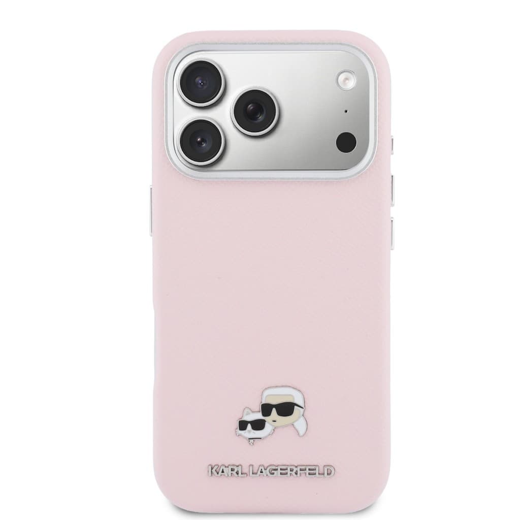 Zadní kryt Karl Lagerfeld PU Karl and Choupette Heads Pins MagSafe pro iPhone 17 Pro Max růžový - náhled 3