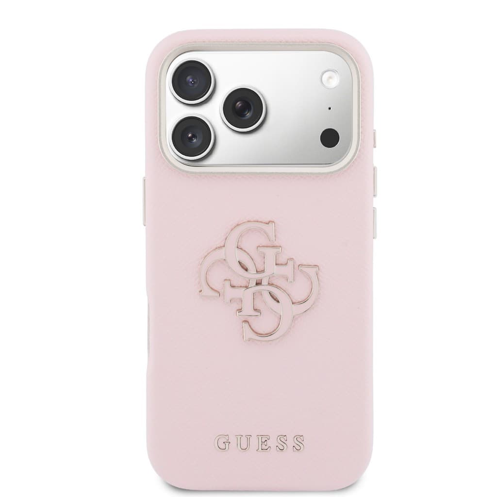 Zadní kryt Guess PU Resin Logo pro iPhone 17 Pro Max růžový - náhled 3