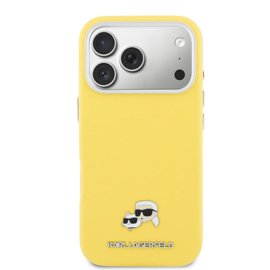 Zadní kryt Karl Lagerfeld PU Karl and Choupette Heads Pins MagSafe pro iPhone 17 Pro žlutý - náhled 3