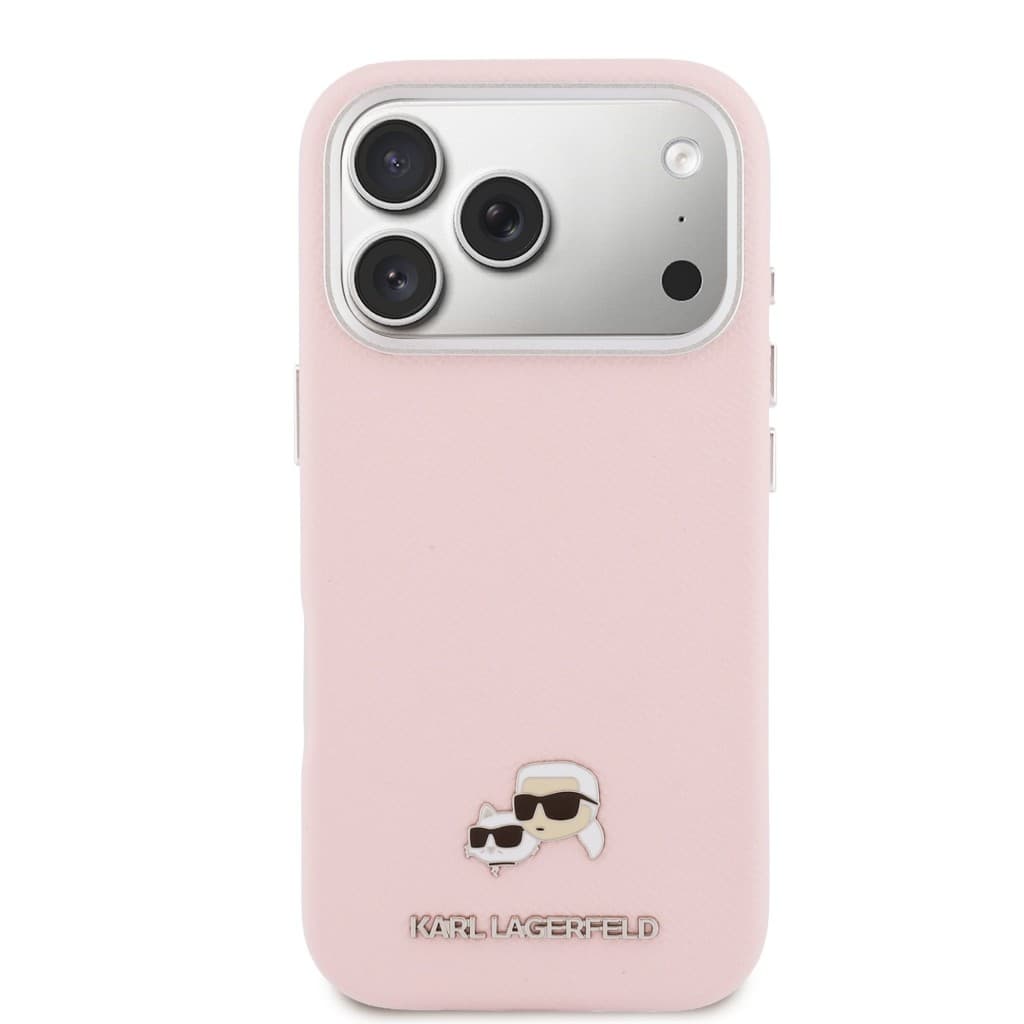 Zadní kryt Karl Lagerfeld PU Karl and Choupette Heads Pins MagSafe pro iPhone 17 Pro růžový - náhled 3