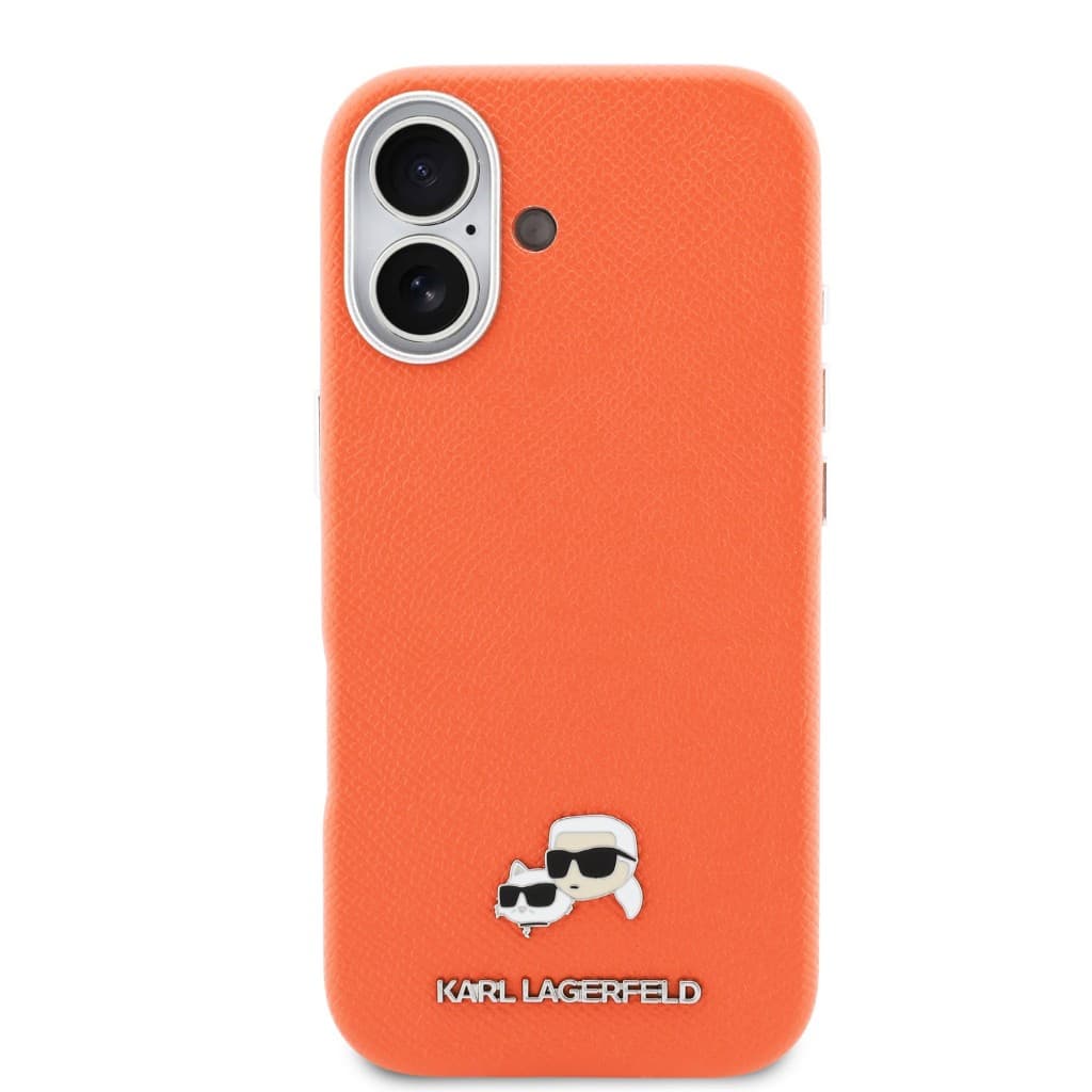 Zadní kryt Karl Lagerfeld PU Karl and Choupette Heads Pins MagSafe pro iPhone 17 oranžový - náhled 3