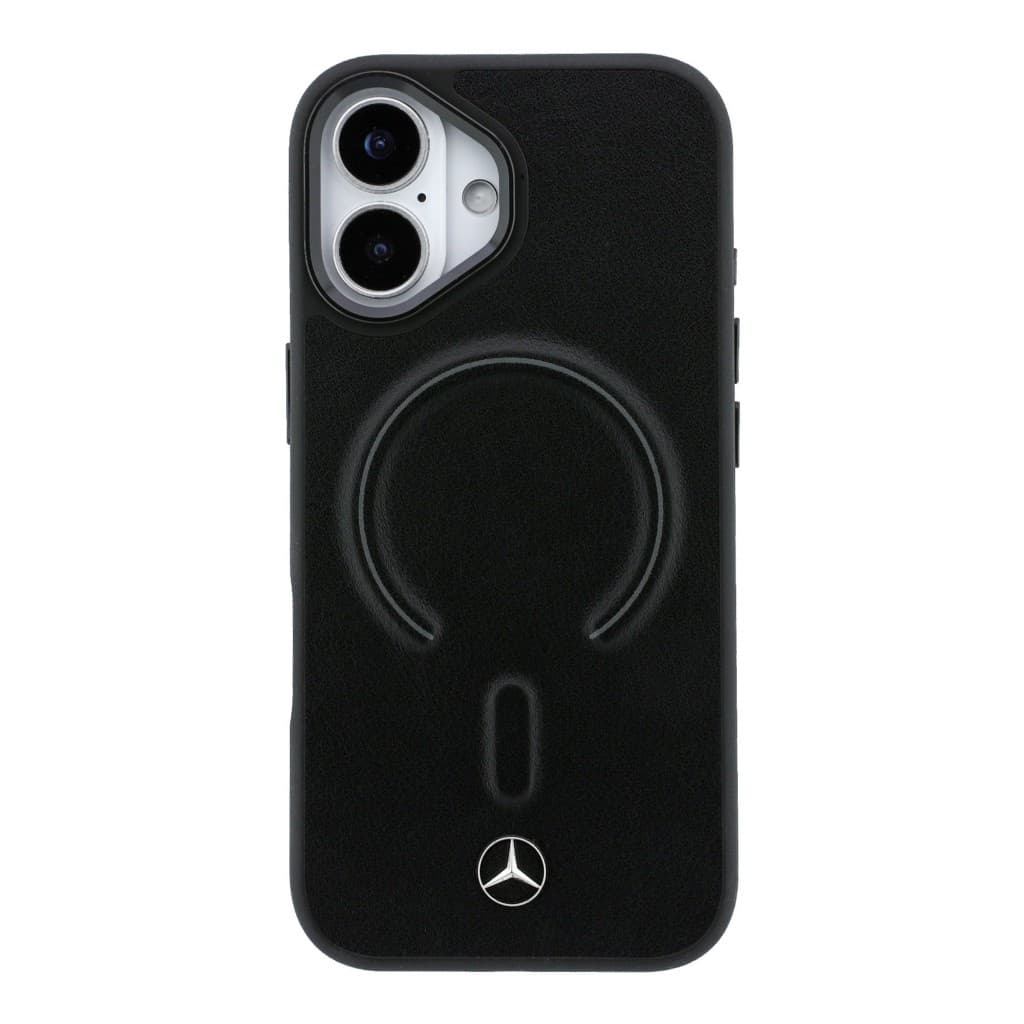 Zadní kryt Mercedes PU Leather 3D MagSafe pro iPhone 17 černý - náhled 3