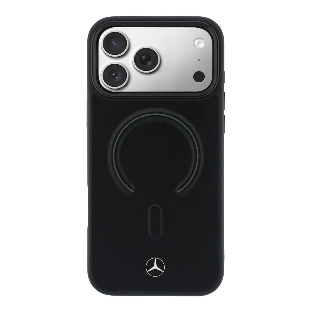 Zadní kryt Mercedes PU Leather 3D MagSafe pro iPhone 17 Pro černý - náhled 3