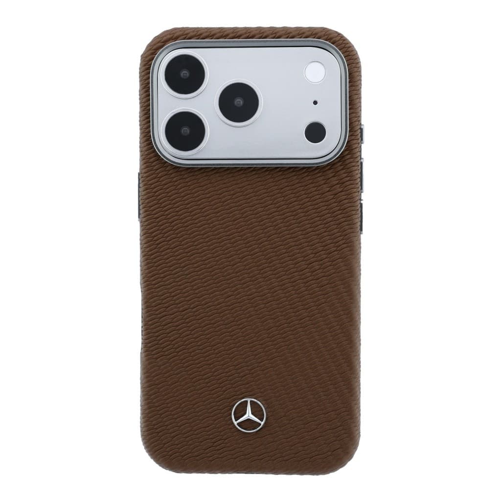 Zadní kryt Mercedes PU Leather Semi Wrap MagSafe pro iPhone 17 Pro pískový - náhled 3