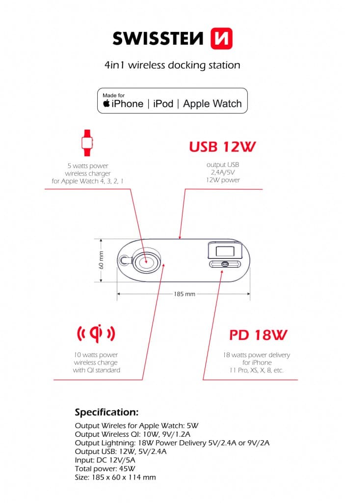 Swissten wireless nabíječka 4in1 mfi - náhled 3