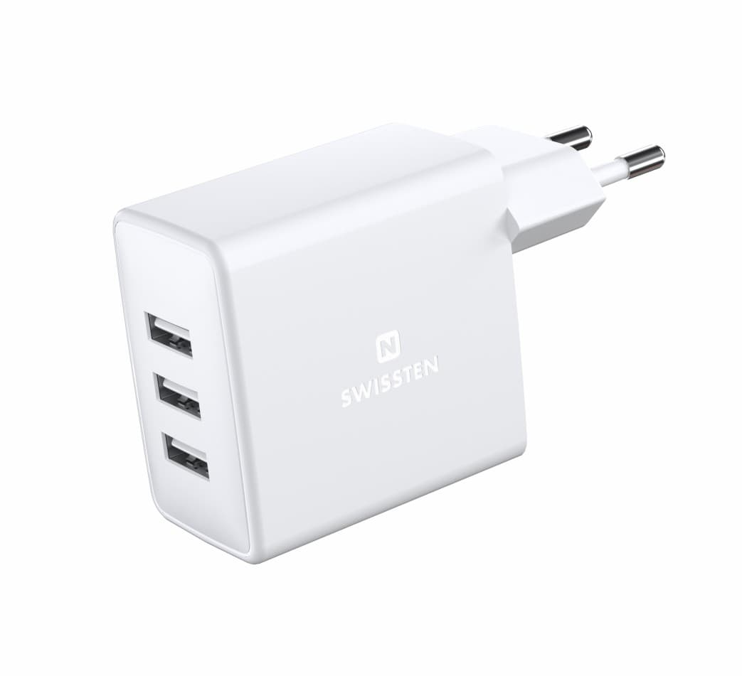 Swissten síťový adaptér 3x usb 3a 15w bílý - náhled 3